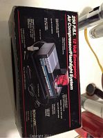 Photo of Bon-Aire 250 PSI 12 Volt Emergency Air Compressor/Flashlight System in original box with product details printed on box.