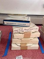 Stack of six collector plates in original boxes, one box labeled '1890 D Tender Moment Donald Zolan Chilkat & Potl Collection'