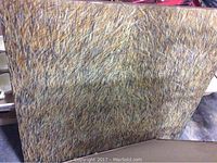 Front view of the painting showing the textured grass-like abstract art in earth tones.