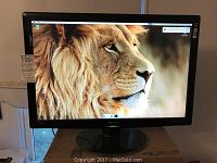 Front view of Hanns-G monitor displaying desktop image