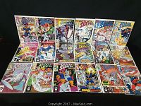 Front view of all Silver Surfer comic books arranged in rows, showing cover art