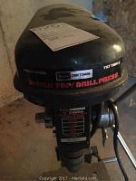Top label showing multi-speed bench top drill press branding and Sears Craftsman label.