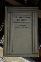 The Stevenson Reader book close-up showing title and editor's name on grey cloth cover