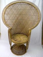 Front view of rattan peacock fan chair showing full fan back and seat