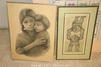 Both Native American art prints side by side, showing size difference and framing style