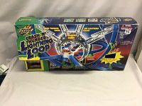 Front view of unopened boxed Road Champs Crash N' Thunder Lightning Loop race set with colorful graphics showing the loop track and cars.