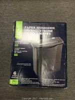 Box of a Casemate paper shredder showing key product information and results.
