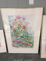 Full framed watercolour painting of assorted flowers by Laurine Sage.