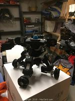 Assembled Ganker Robot on white box in storage area