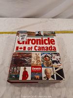 Front cover of the Chronicle of Canada hardcover book showing the title, Canadian flag, and various historical images.
