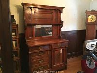 Full front view of sideboard with mirror attached