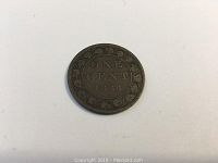 Reverse side showing 'ONE CENT 1888' surrounded by maple leaves.