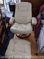 Front view of chair and ottoman