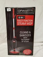 Box front showing brand and product type, states cleans and sanitizes with steam power