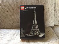 Front view of LEGO Architecture The Eiffel Tower box showing set details including age recommendation (12+), piece count (321), and model number (21019).