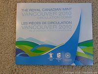 Front view of the Royal Canadian Mint Vancouver 2010 circulation coin holder folder.