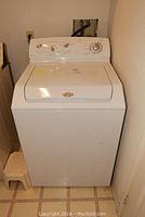 Front view of white Maytag Atlantis washer