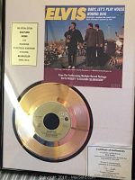 Framed gold plated record with plaque and certificate of authenticity for Elvis Presley 'Hound Dog' single