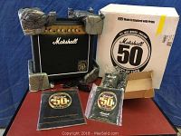 Overall lot: amplifier, box, footswitch, power cable, manual