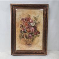 Full view of the oversize floral print with ornate frame showing complete artwork and frame details.