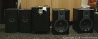 Front view showing all five speakers in a row