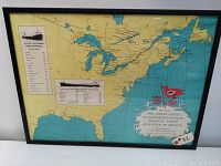 Framed sailing distances map showing the eastern US, Great Lakes, and adjacent waters dated 1966, with visible sailing distance tables and ship illustrations.
