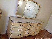Front view of dresser with mirror attached