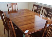 Rectangular wood dining table top and side chairs