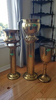 Large floor-standing brass planters and urns | Maxsold