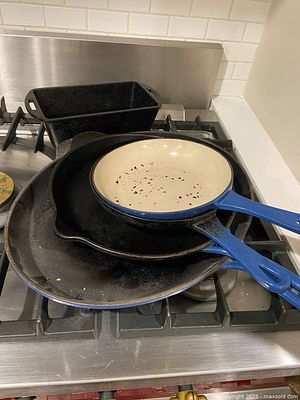 Le Creuset Enameled Cast Iron Skillets and Loaf Pan | Maxsold