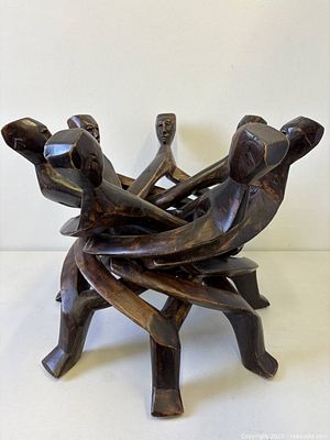Seven-Head African Unity Wooden Sculpture 19