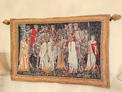 Medieval Tapestry Rods Medieval Arthurian woven tapestry 48