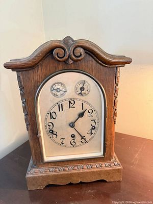 Antique wood mechanical mantel clock | Maxsold