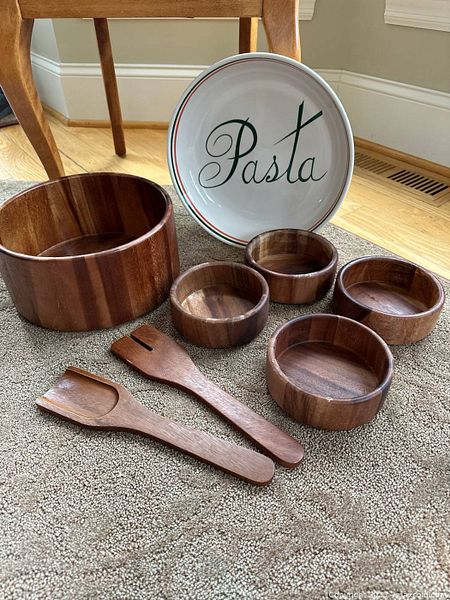 Set De Salade En Bois Tiki - 7 Pièces - Occasion