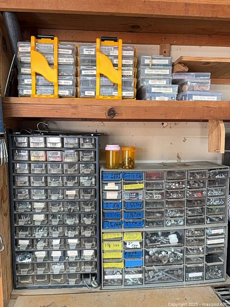 Assorted hardware fasteners with organizers | Maxsold