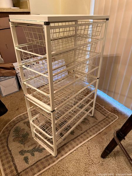Elfa wire basket narrow storage rack | Maxsold