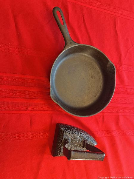 9" cast iron skillet and clothes iron | Maxsold
