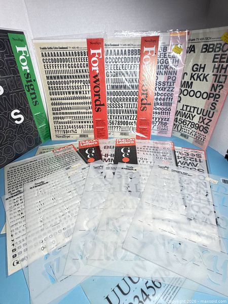 Letraset rub-on lettering sheets and Simply Stencils plastic lettering ...