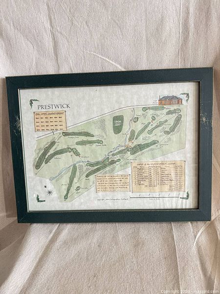 Prestwick golf course map framed print | Maxsold