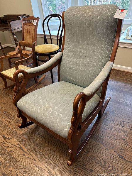 Traditional Upholstered Wood Rocking Chair | Maxsold