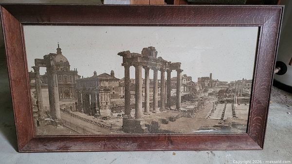 Antique Photographic Print Of Roman Forum In Oak Frame | Maxsold