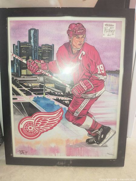 1990s Detroit Red Wings artist-signed framed print | Maxsold
