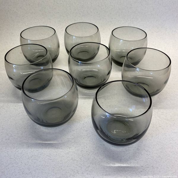 Set of 8 Smoky Grey Roly Poly Glasses | Maxsold